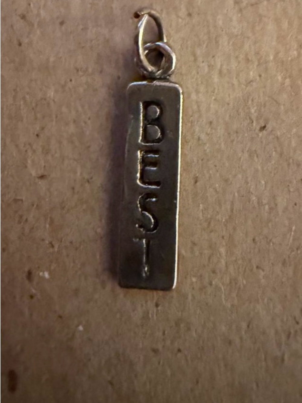 Silver 'BEST' Vertical Charm Pendant Necklace